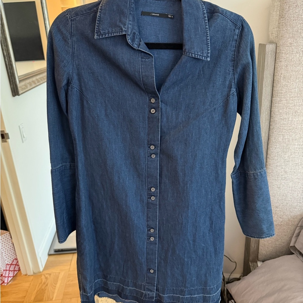 Blue Denim Button-Up Shirt Dress